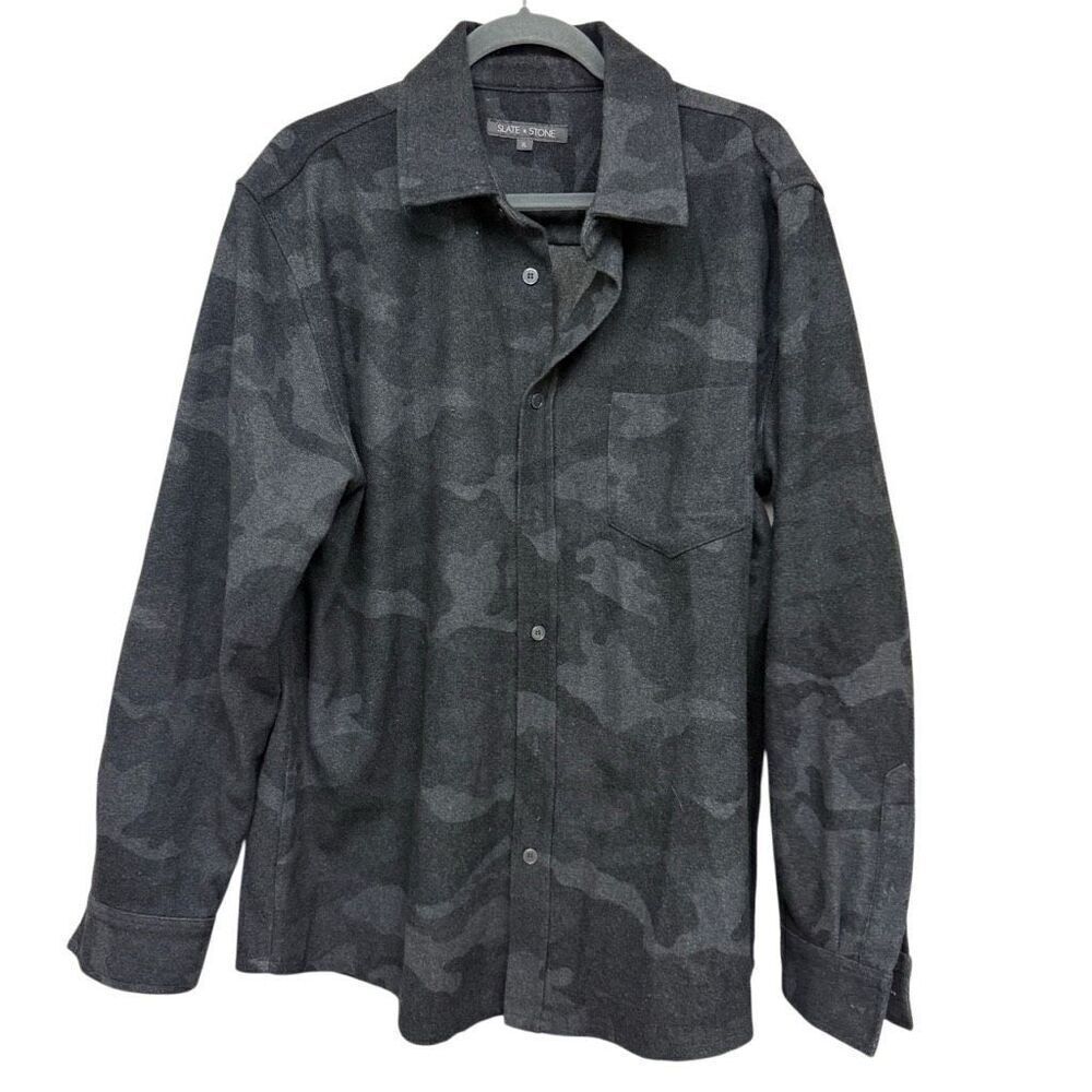 Slate & stone wool blend long sleeve button down shirt size xl